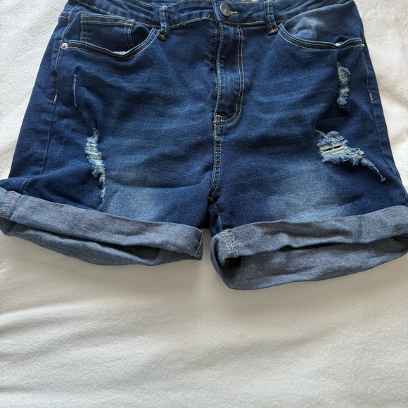 SHEIN Pants - SHEIN Dark Blue Distressed Jean Shorts